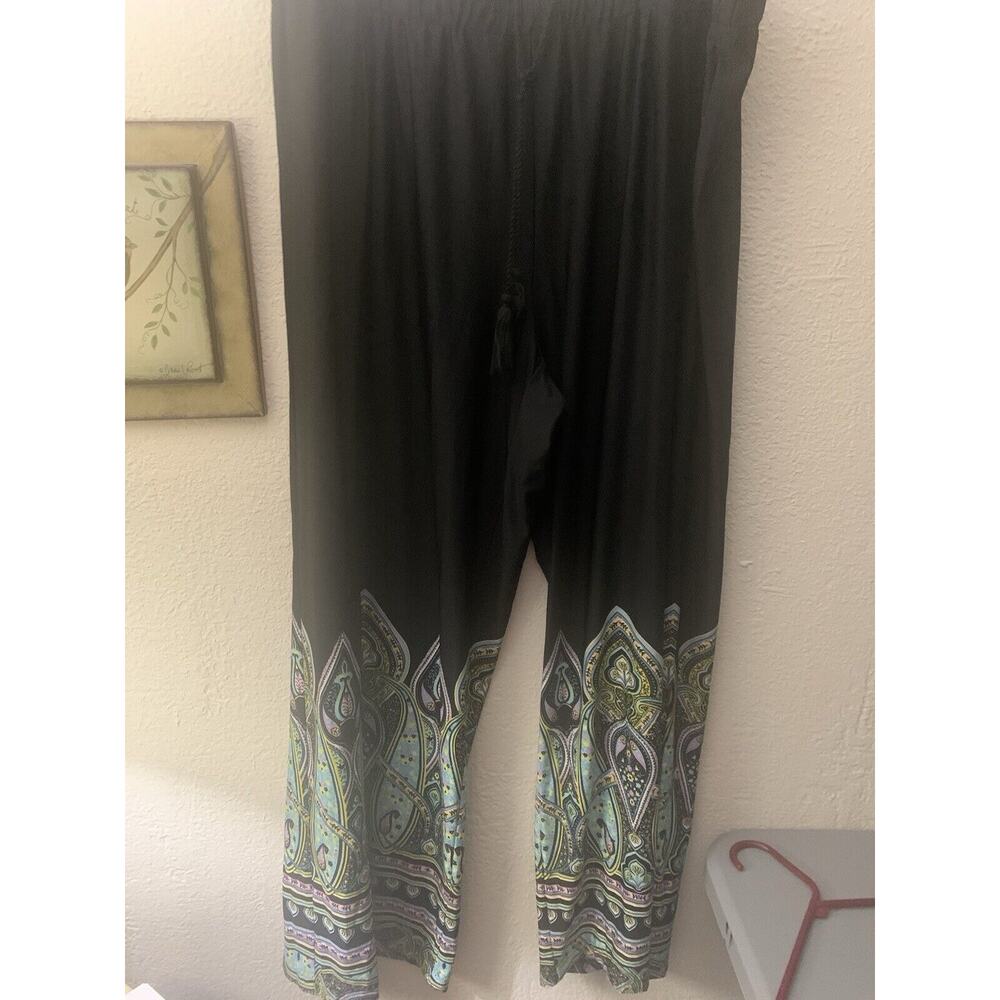 Zac & Rachel Women's Size 3x Black Pants Wide Leg Paisley Career Business Cruise
